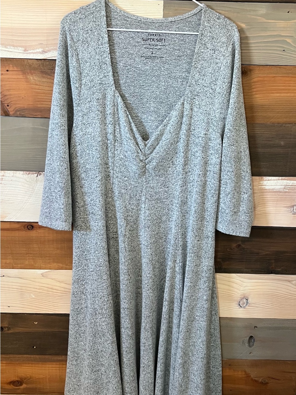 Super Soft Gray V-Neck Long Sleeve Maxi Dress